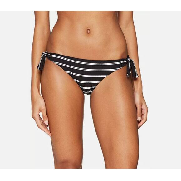 Seafolly Womens Tie Side Hipster Bikini Bottom Inka Stripe Black Size 2 - Picture 1 of 3